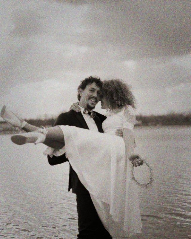A wedding photo in the Golden Stock film look